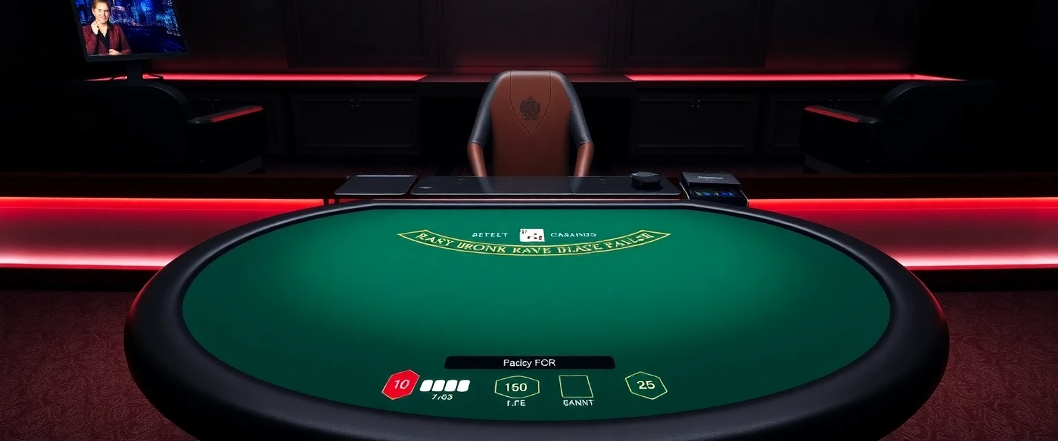 Professional blackjack table with live dealer interface