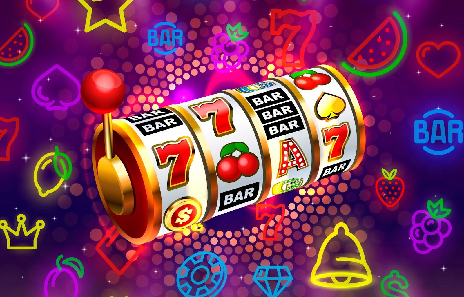 Modern slot machine with vibrant neon animations